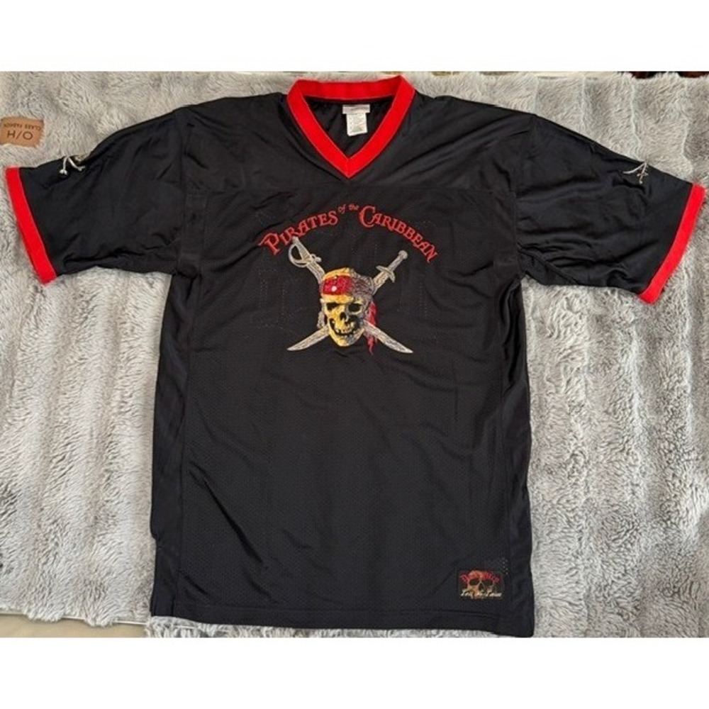 Disney Pirates of the Caribbean Captain Jack 03 Football Jersey Black Red Med